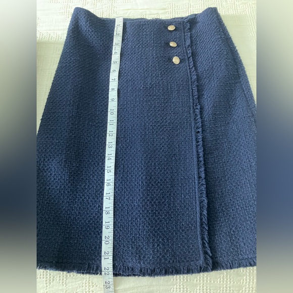TALBOTS Navy Tweed Faux Wrap Pencil Skirt Size 2 - Picture 10 of 13